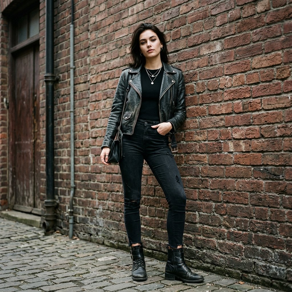 Leather Jacket and Boots Outfit Ideas