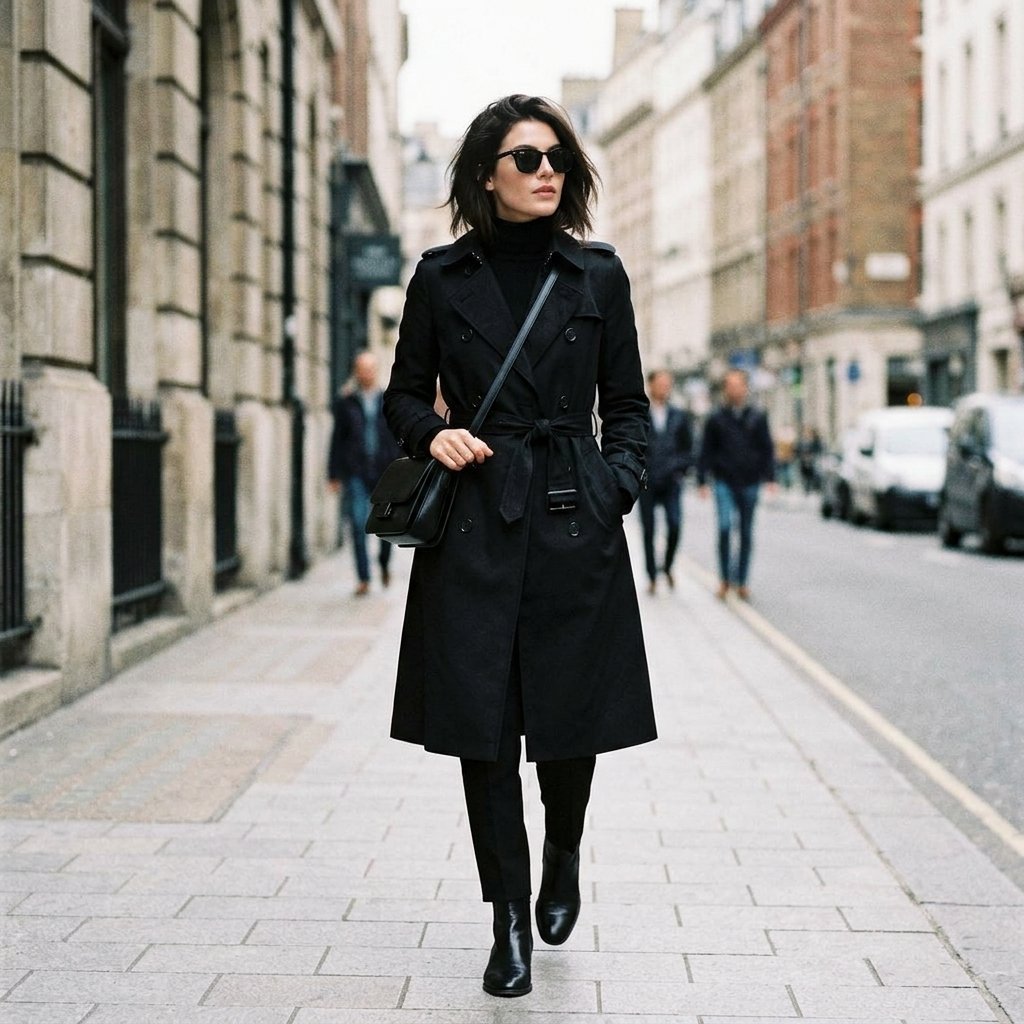 All Black Outfit Ideas With Trench Coats
