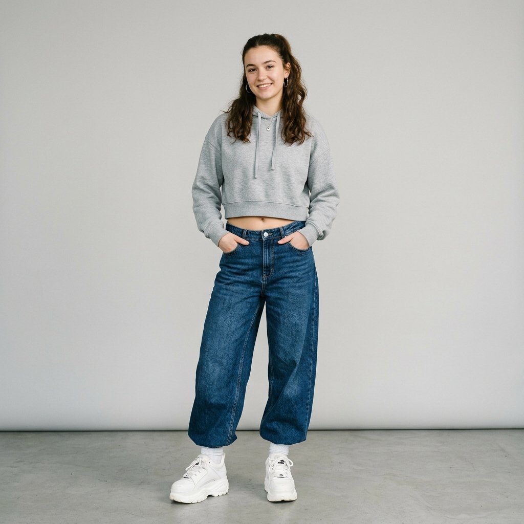 32 Baggy Jeans Outfits Ideas: Chic Ways to Look Effortlessly Trendy 3 Baggy Jeans Outfits with Crop Top Ideas