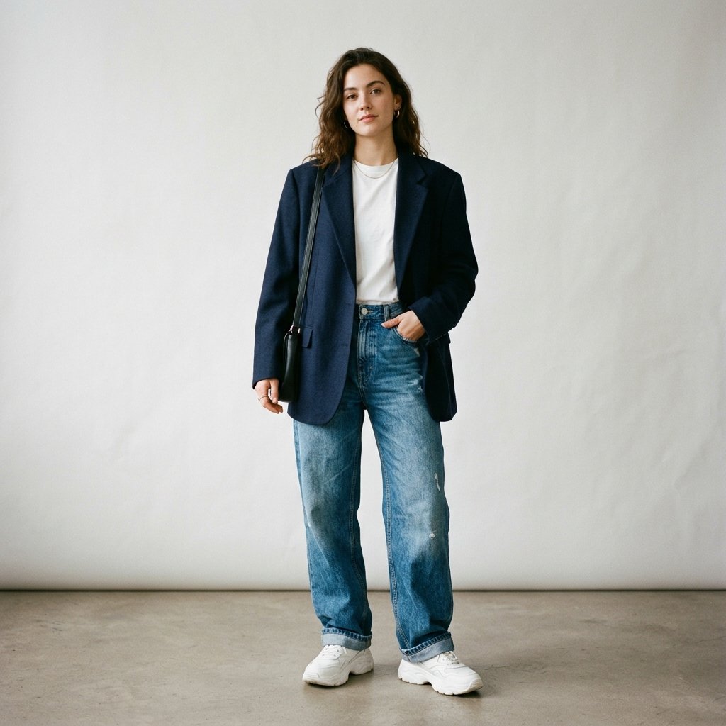 32 Baggy Jeans Outfits Ideas: Chic Ways to Look Effortlessly Trendy 25 Baggy Jeans with Oversized Blazer Ideas