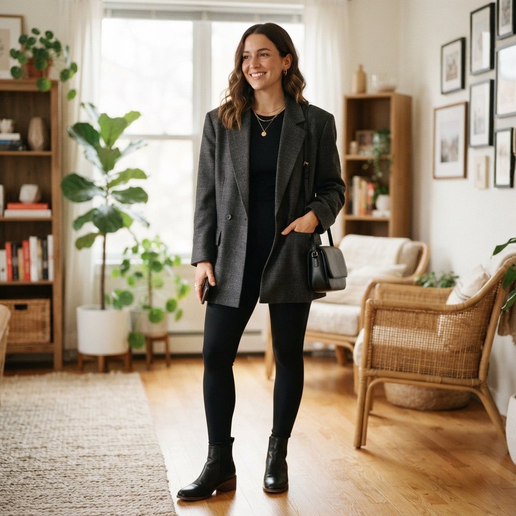 Blazer and Leggings Outfit Ideas