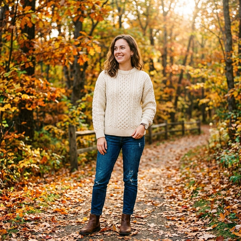 32 Best Casual Winter Outfits Ideas for a Cozy & Stylish Look 27 Cable Knit Sweater Idea