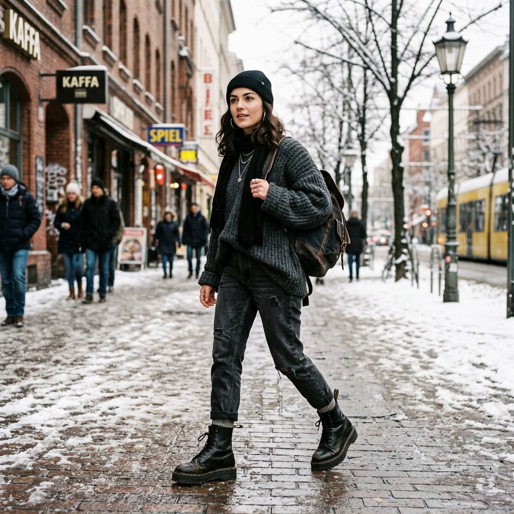 32 Best Casual Winter Outfits Ideas for a Cozy & Stylish Look 17 Combat Boots Winter Idea