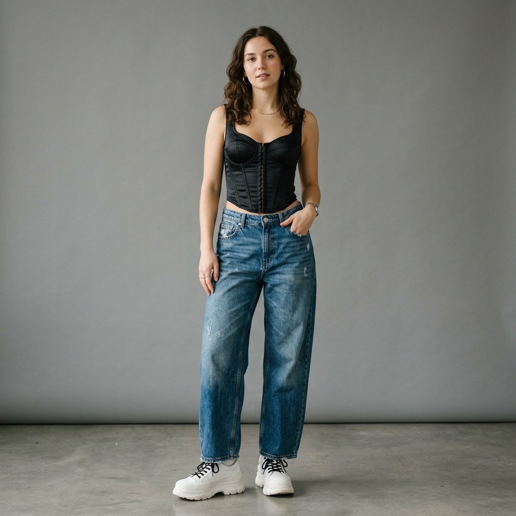 32 Baggy Jeans Outfits Ideas: Chic Ways to Look Effortlessly Trendy 10 Baggy Jeans Outfits with Corset Top Ideas