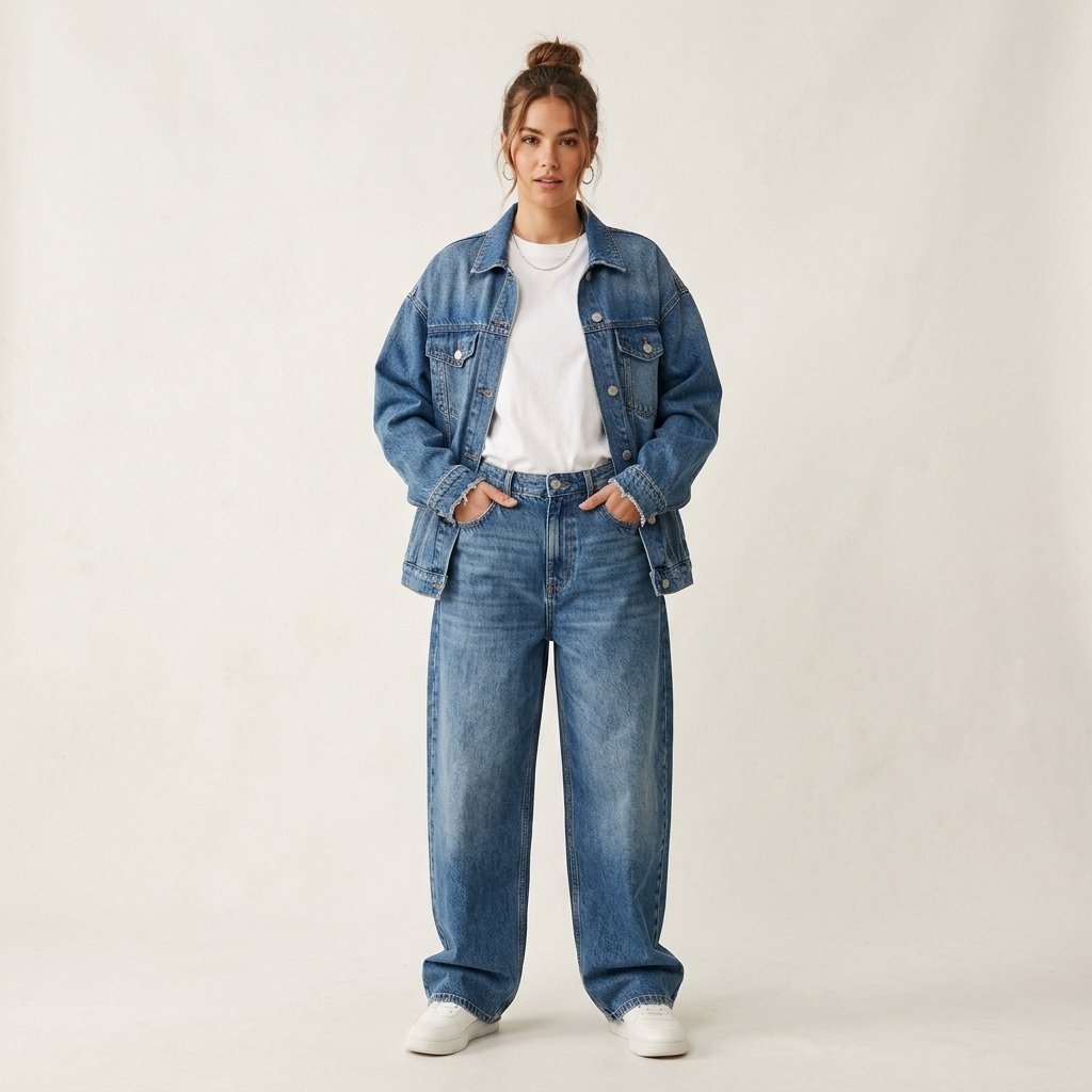 32 Baggy Jeans Outfits Ideas: Chic Ways to Look Effortlessly Trendy 9 Baggy Jeans with Denim Jacket Ideas