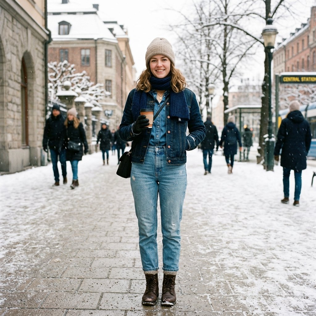 32 Best Casual Winter Outfits Ideas for a Cozy & Stylish Look 8 Denim on Denim Winter Idea