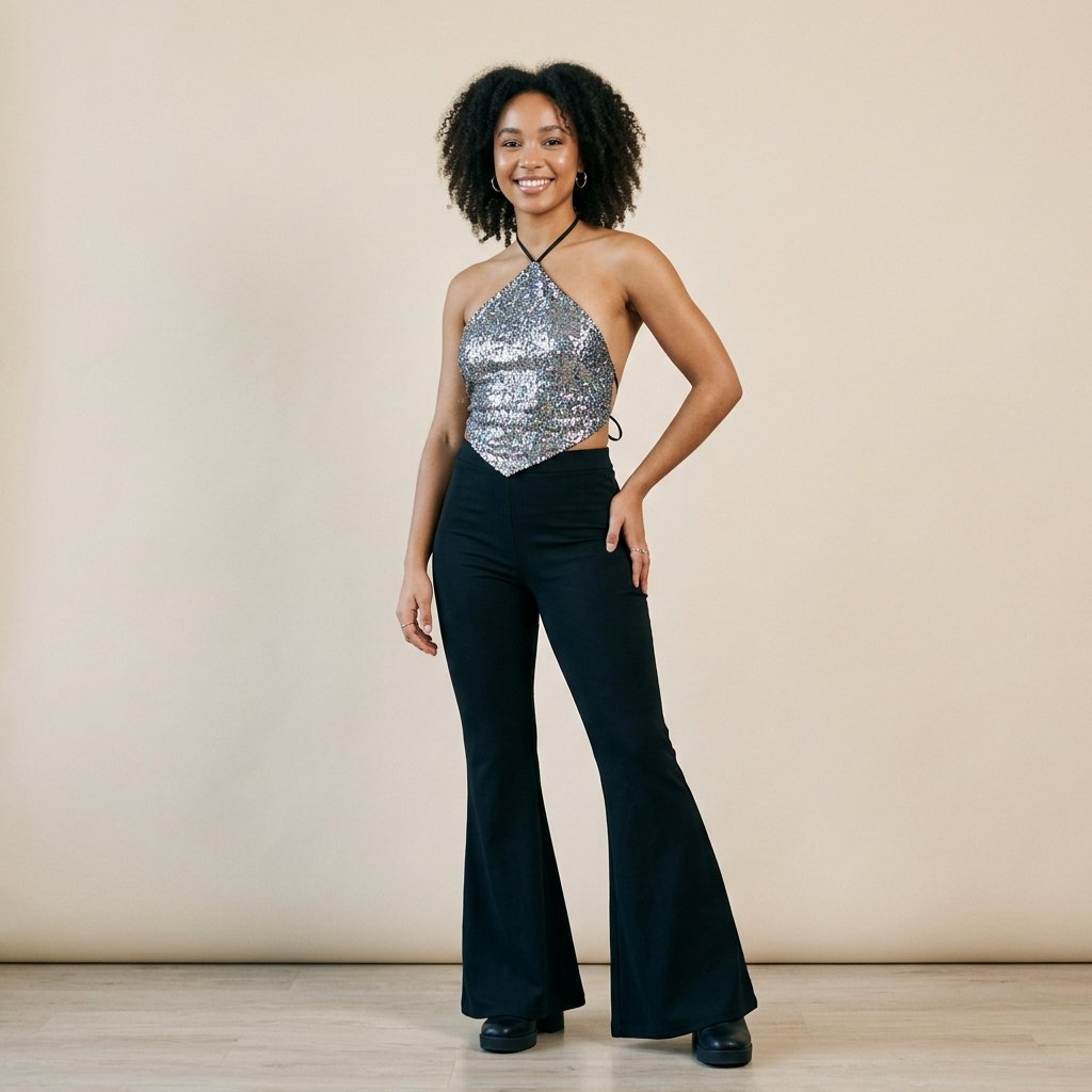 Glitter Halter Top Disco Outfit Ideas