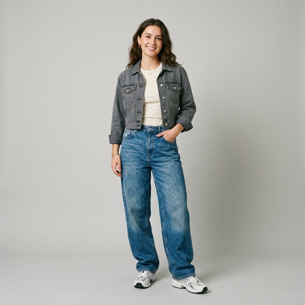 32 Baggy Jeans Outfits Ideas: Chic Ways to Look Effortlessly Trendy 30 Baggy Jeans with Cropped Jacket Ideas
