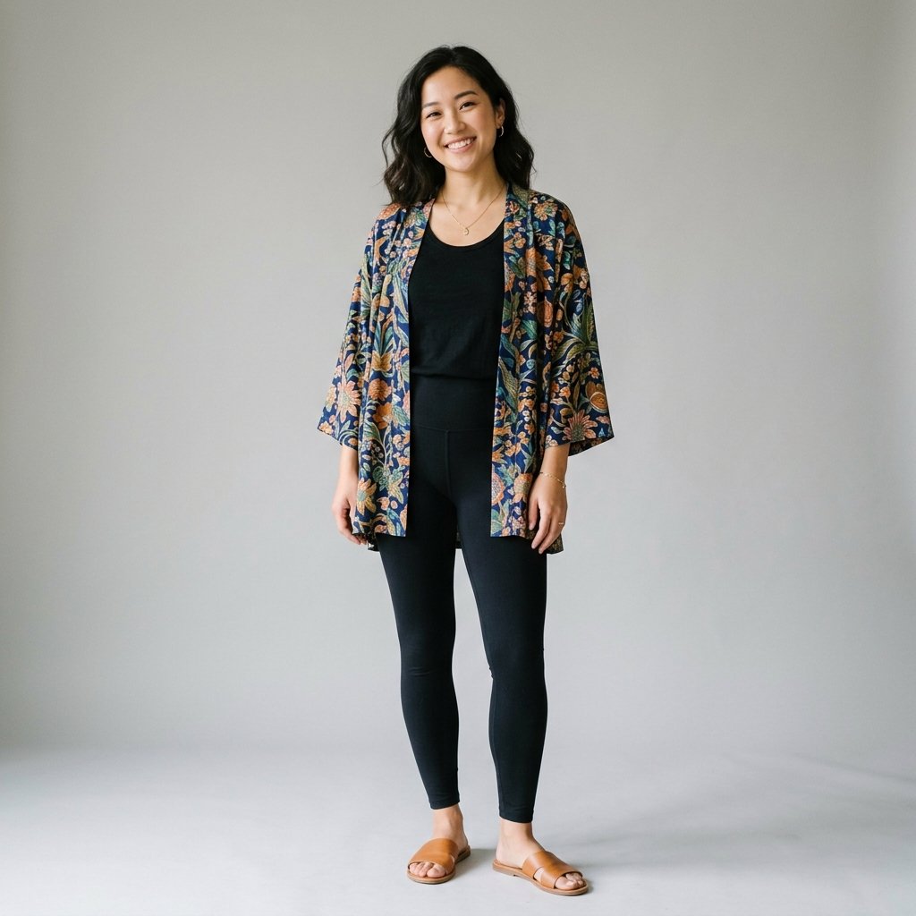 32 Cozy Leggings Outfits for Every Season 19 Leggings Outfits with Kimono Jacket Ideas