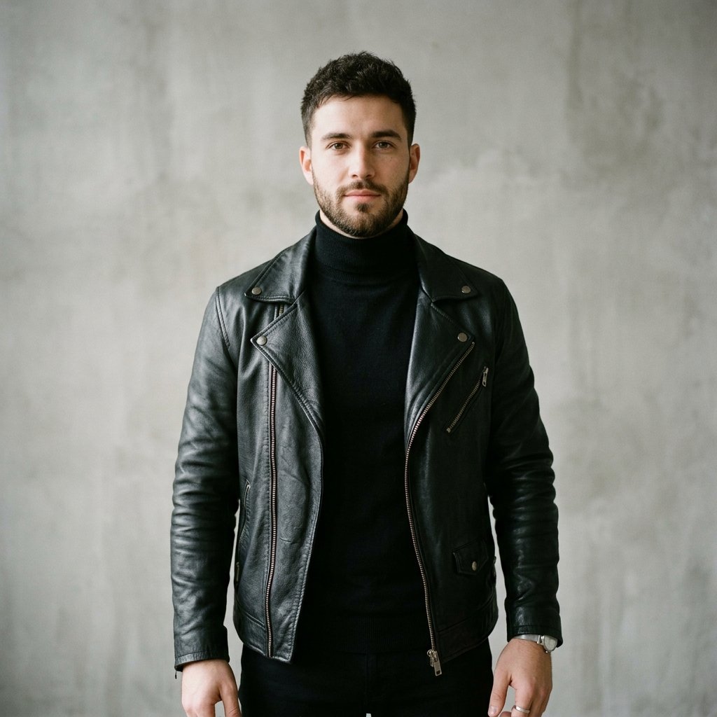 Leather Jacket and Turtleneck Outfit Ideas