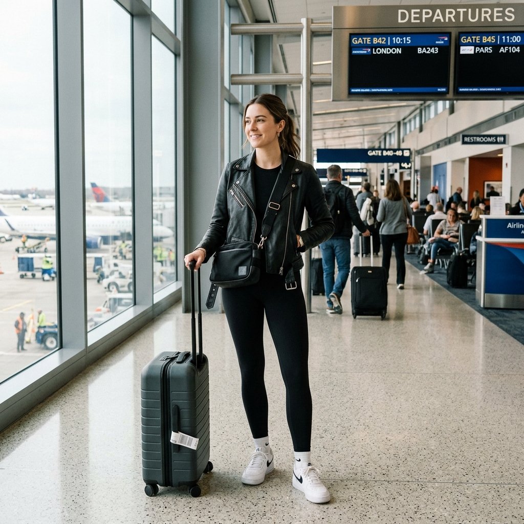 Leather Jacket Travel Outfit Ideas