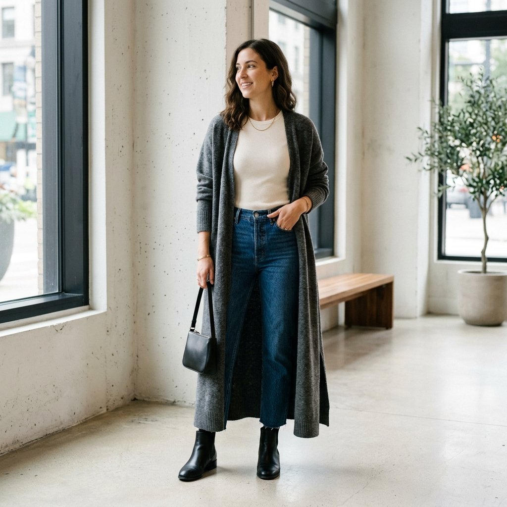 32 Best Casual Winter Outfits Ideas for a Cozy & Stylish Look 30 Long Cardigan Layering Idea