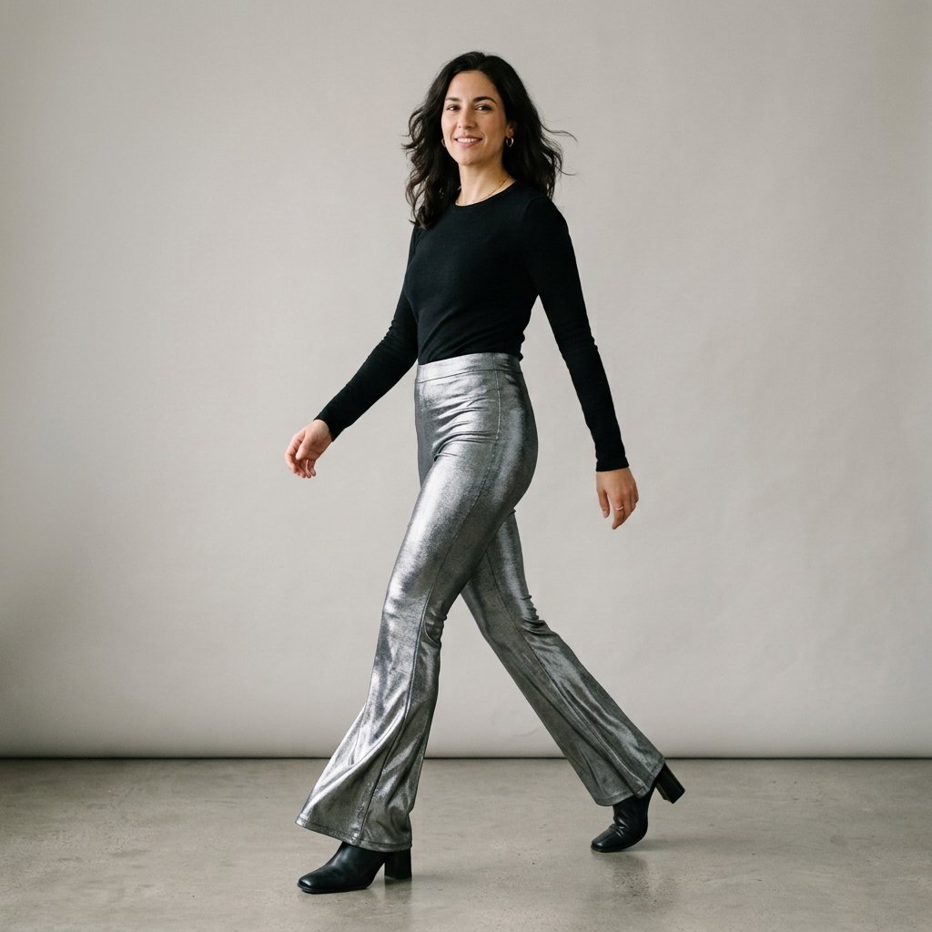 Metallic Flare Pants Ideas
