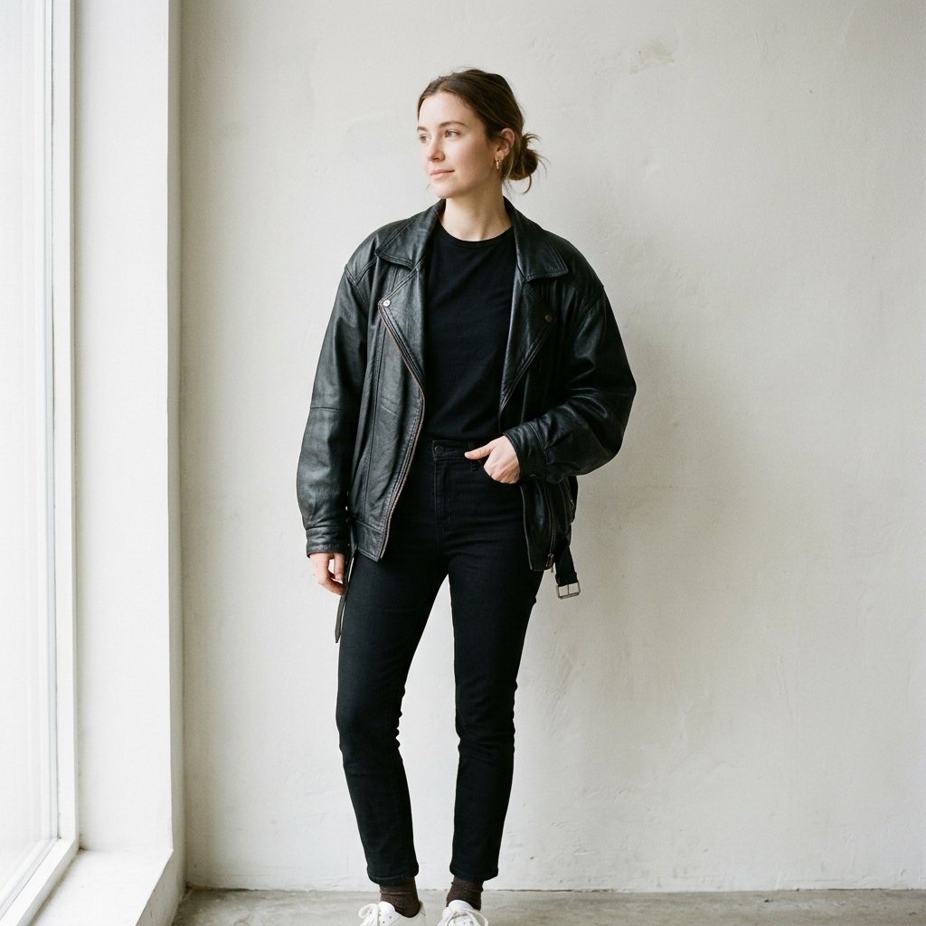 Oversized Leather Jacket Outfit Ideas
