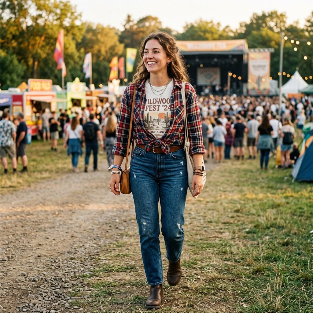 32 Country Concert Outfits: Ideas That Bring Bold Western Style to Life 4 Plaid Shirt Styling Country Concert Outfits
