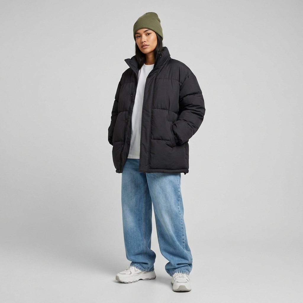 32 Baggy Jeans Outfits Ideas: Chic Ways to Look Effortlessly Trendy 21 Baggy Jeans with Puffer Jacket Ideas