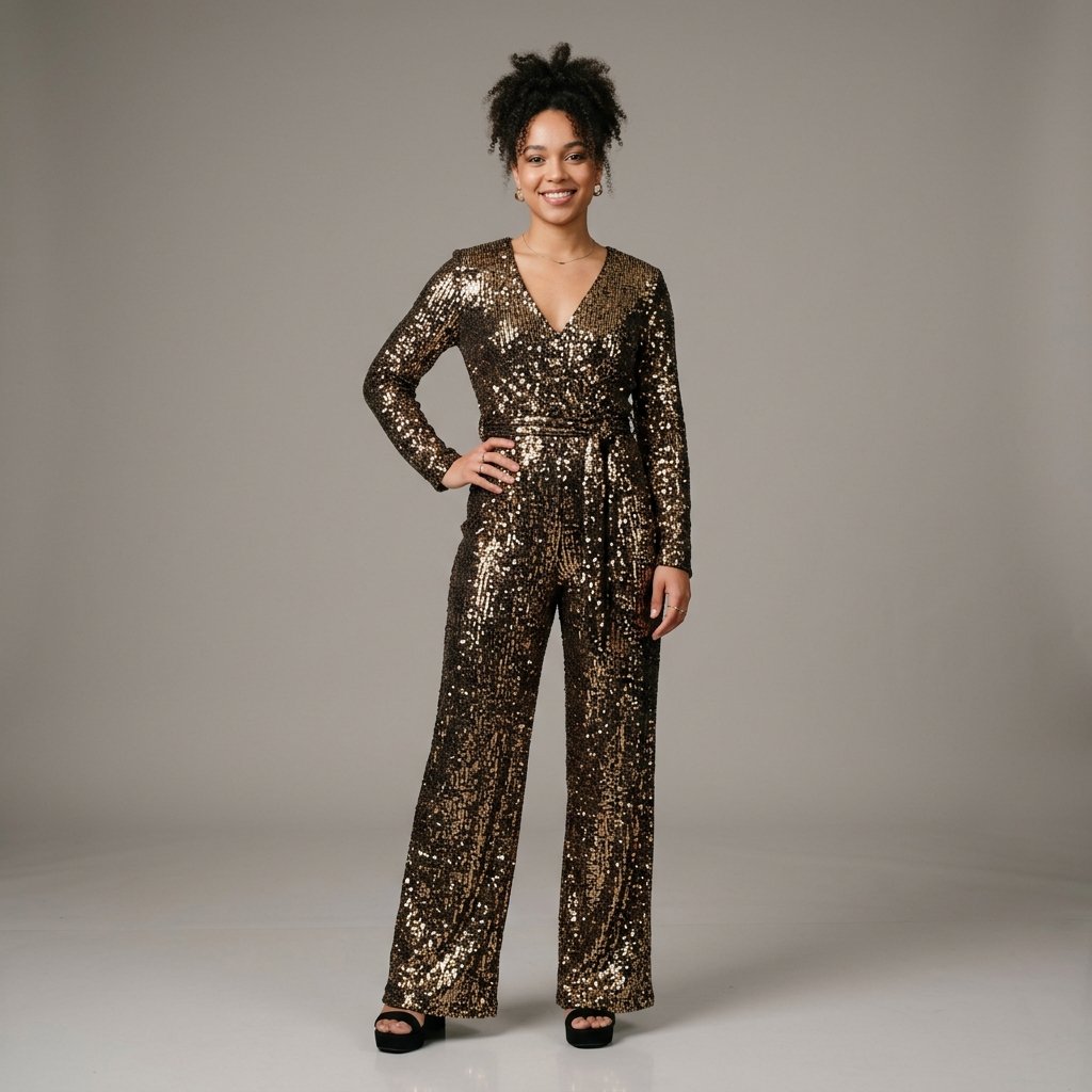 Sequin Jumpsuit Disco Outfit Ideas