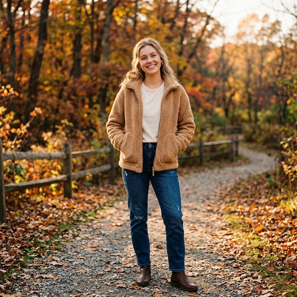 32 Best Casual Winter Outfits Ideas for a Cozy & Stylish Look 22 Sherpa Jacket Idea