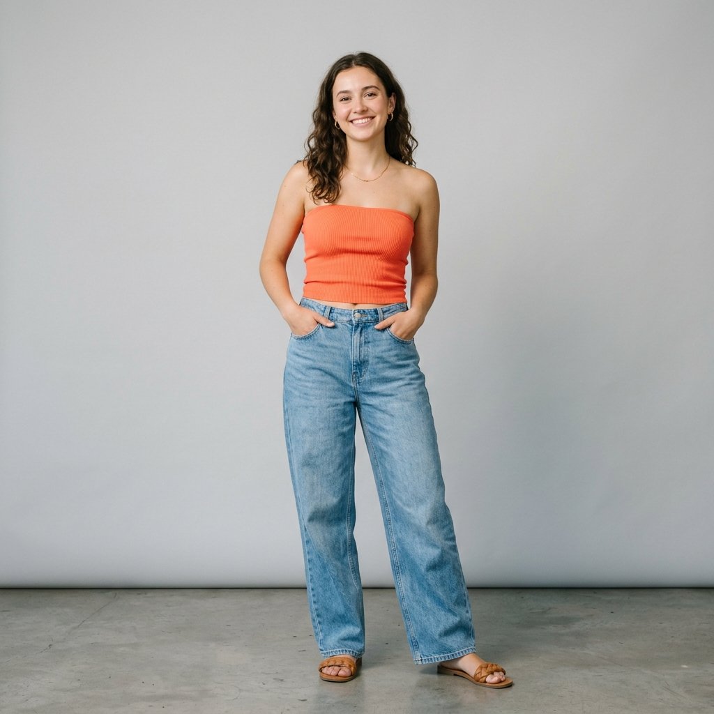 32 Baggy Jeans Outfits Ideas: Chic Ways to Look Effortlessly Trendy 14 Baggy Jeans Outfits with Tube Top Ideas