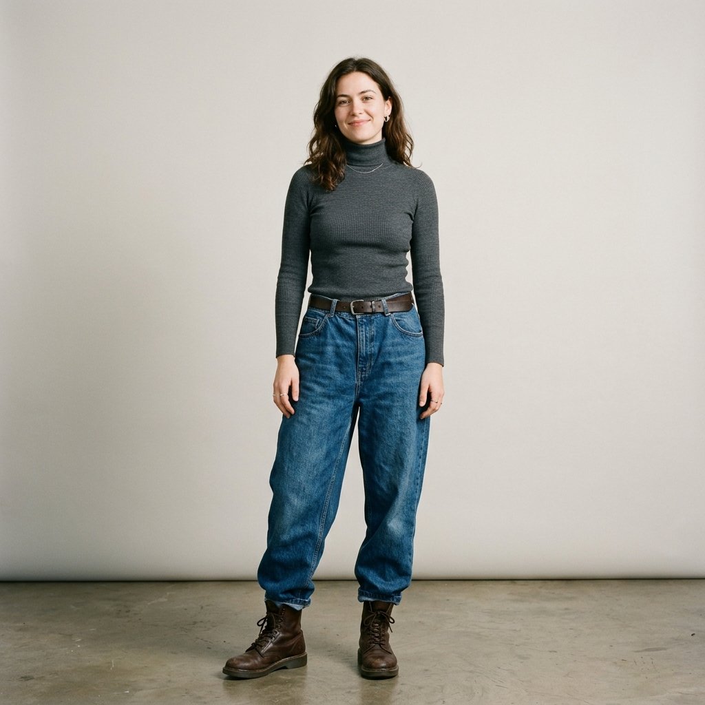 32 Baggy Jeans Outfits Ideas: Chic Ways to Look Effortlessly Trendy 19 Baggy Jeans Outfits with Turtleneck Ideas