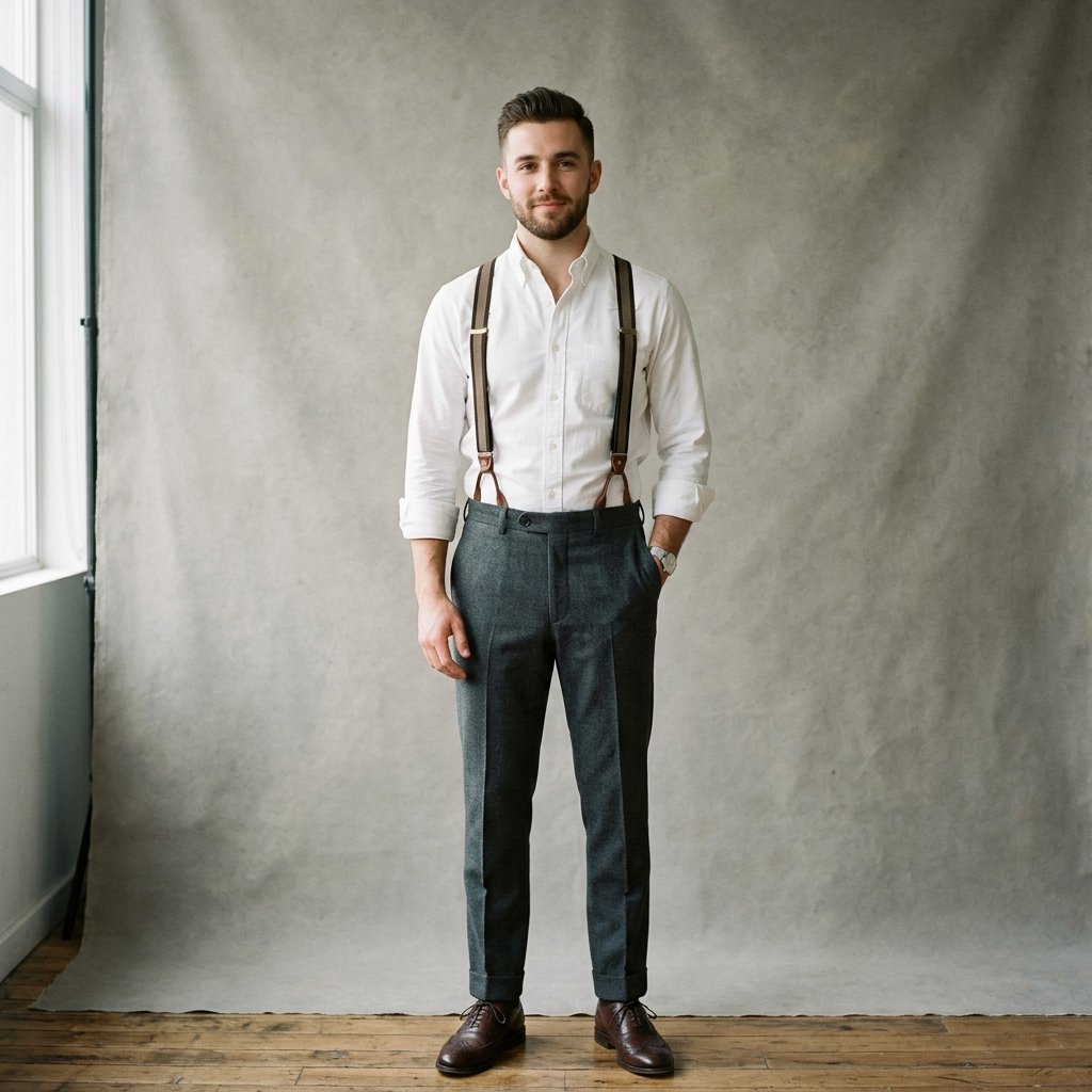 32 Stylish White Shirt Outfits for Every Occasion 24 White Shirt with Suspenders Ideas