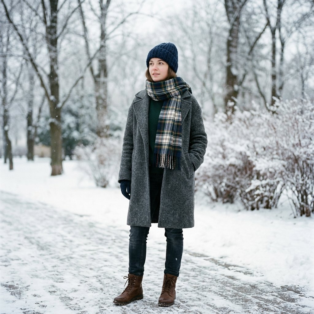 32 Best Casual Winter Outfits Ideas for a Cozy & Stylish Look 10 Plaid Scarf Pairing Idea