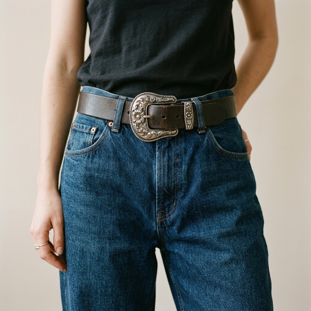 32 Baggy Jeans Outfits Ideas: Chic Ways to Look Effortlessly Trendy 22 Baggy Jeans with Statement Belt Ideas