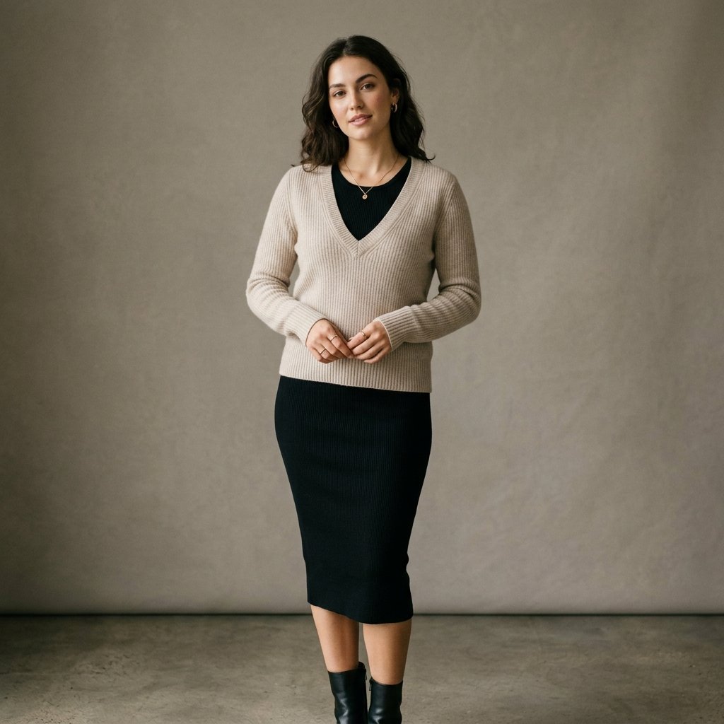 32 Sweater Over Dress Ideas: A Complete Style Guide 7 V Neck Sweater Over Dress Bodycon