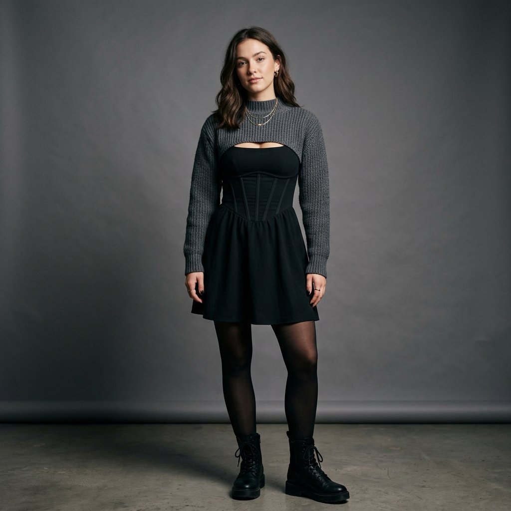 32 Sweater Over Dress Ideas: A Complete Style Guide 22 Cropped Sweater Over Dress Corset