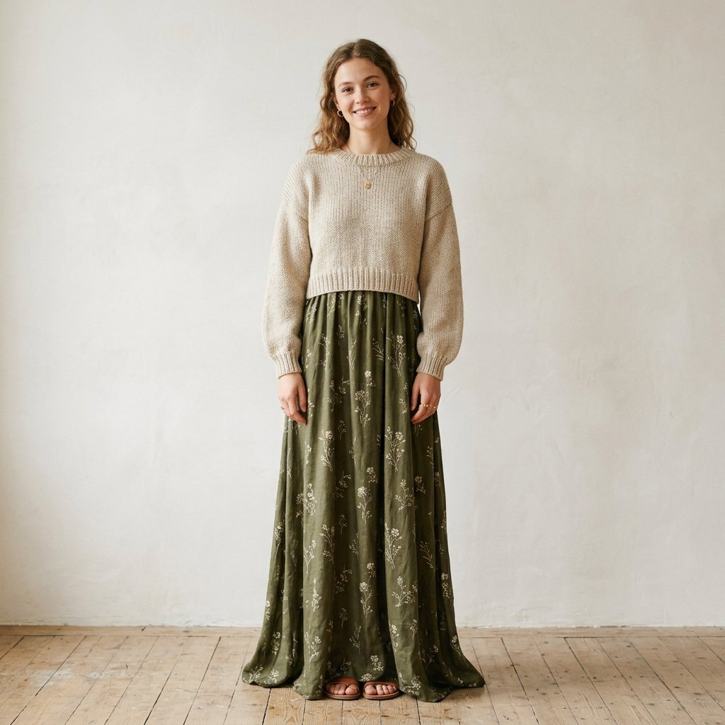 32 Sweater Over Dress Ideas: A Complete Style Guide 3 Cropped Sweater Over Dress Maxi