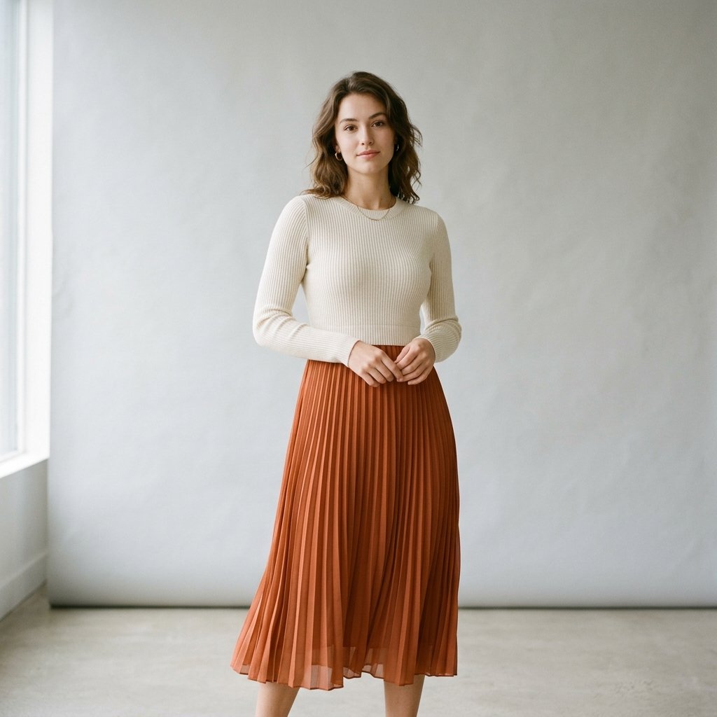 32 Sweater Over Dress Ideas: A Complete Style Guide 11 Fitted Sweater Over Dress Pleated