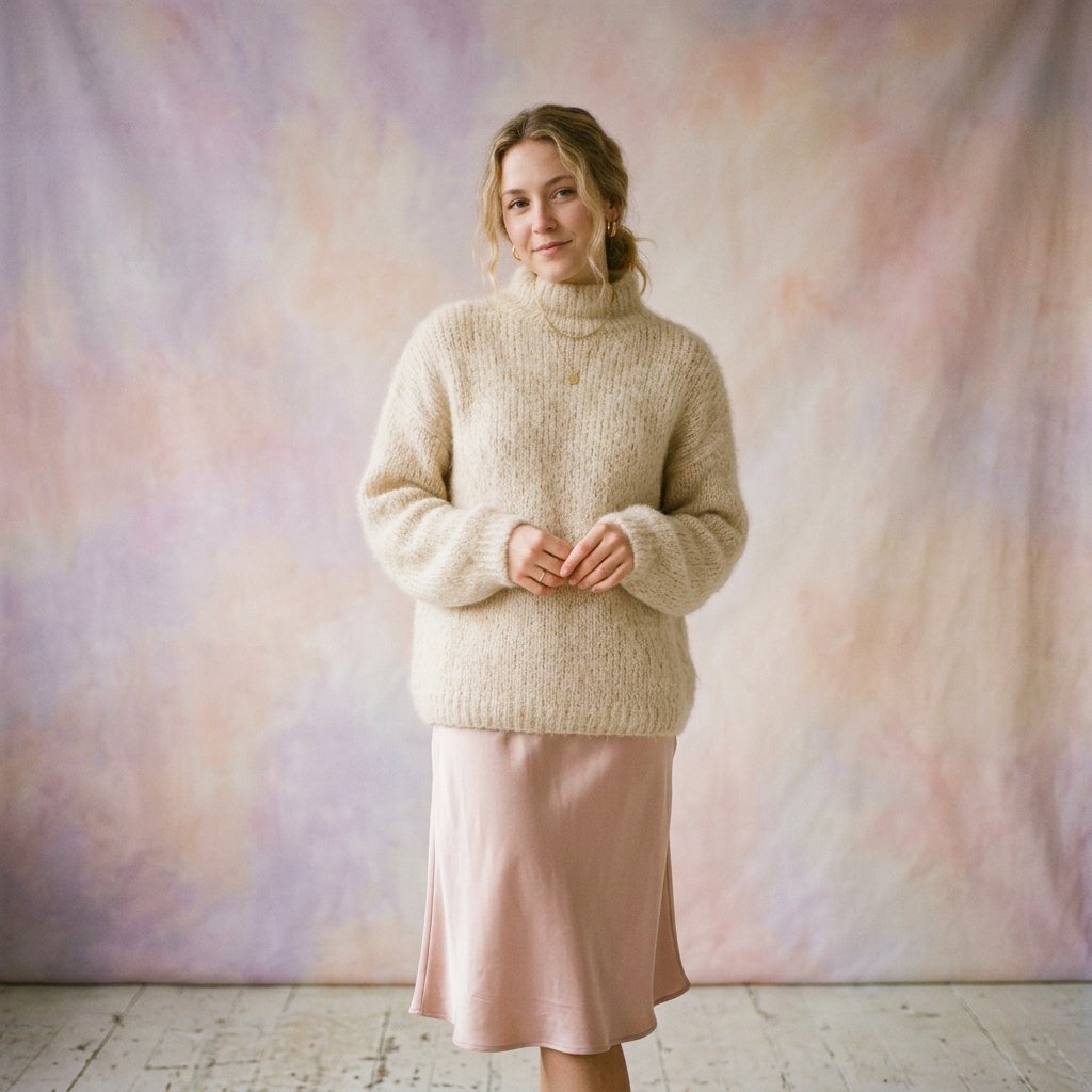 32 Sweater Over Dress Ideas: A Complete Style Guide 27 Fuzzy Sweater Over Dress Slip