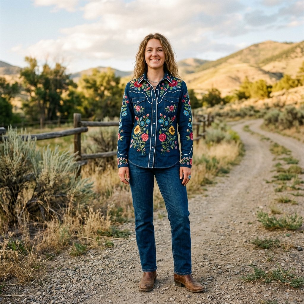 32 Country Concert Outfits: Ideas That Bring Bold Western Style to Life 29 Embroidered Shirt Ideas