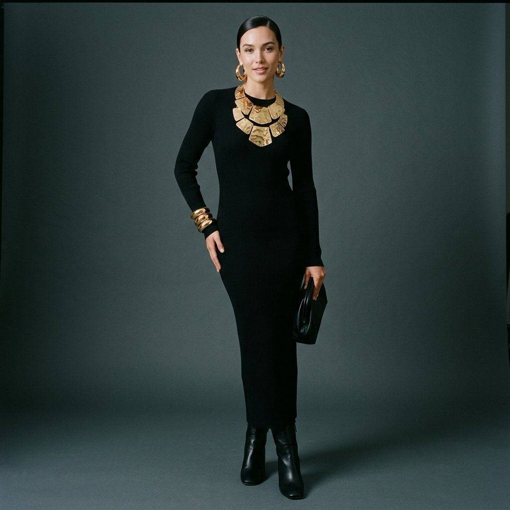 All Black Outfit Ideas With Statement Jewelry