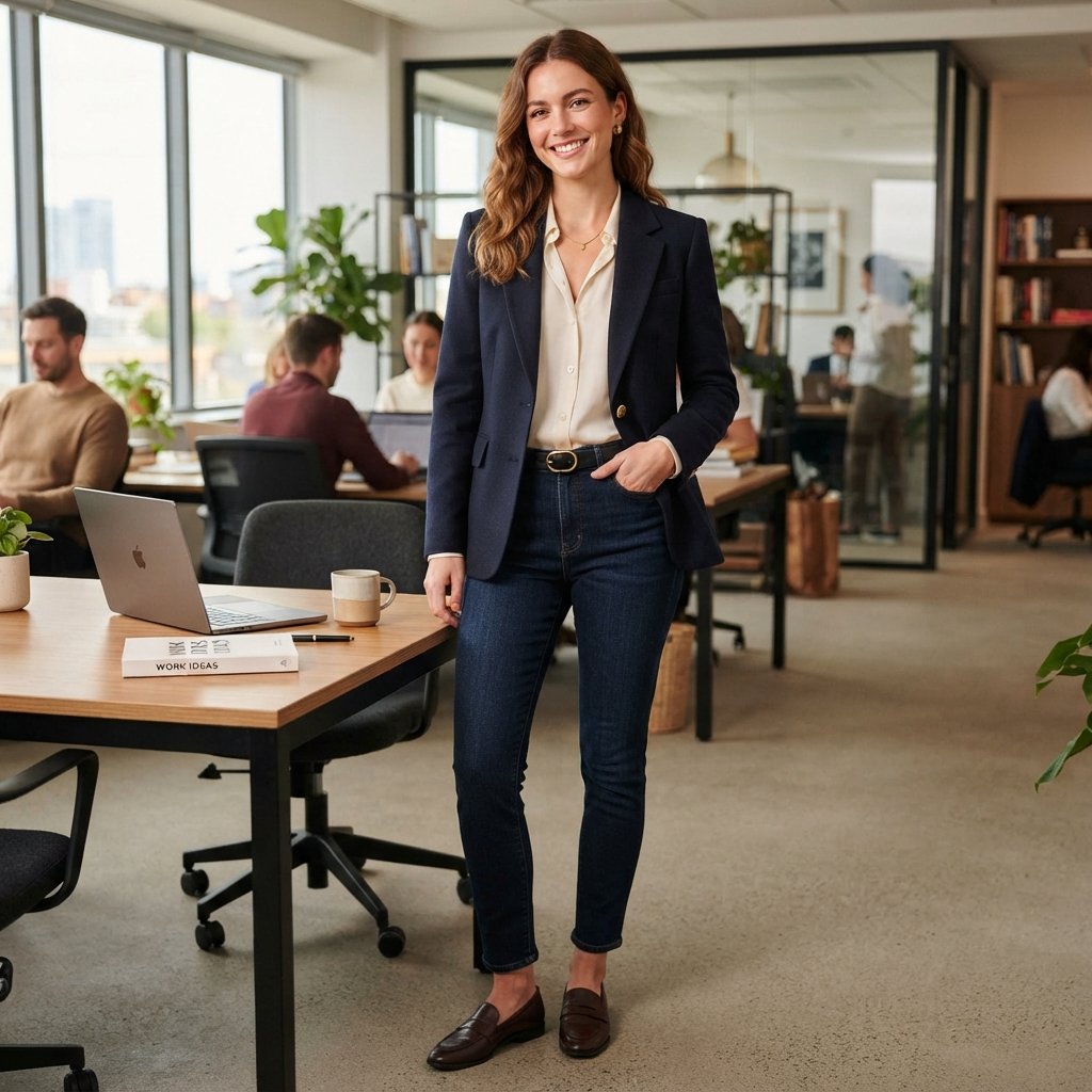 Jeans and Blazer for Work Outfit Ideas