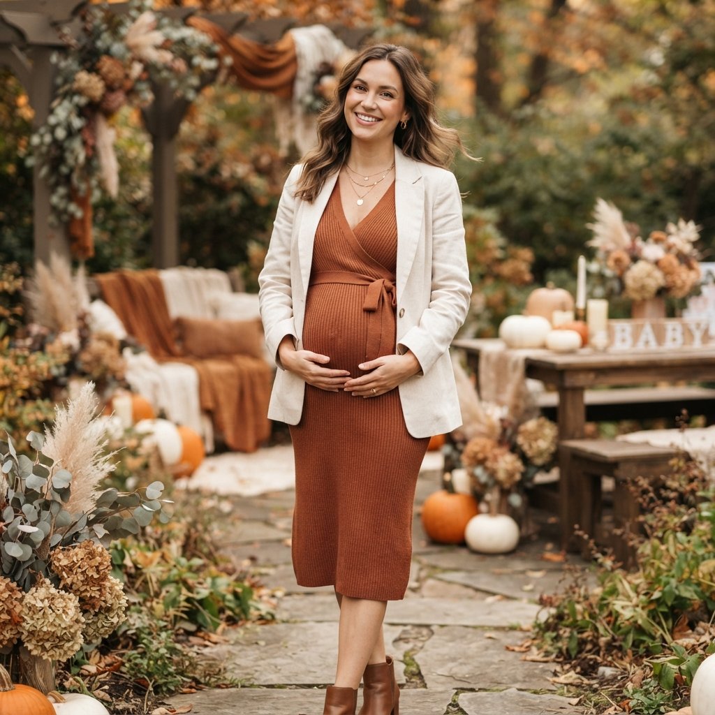 30 Baby Shower Outfit Ideas That Are Perfect for a Stylish Celebration 16 Fall Baby Shower Outfit Ideas