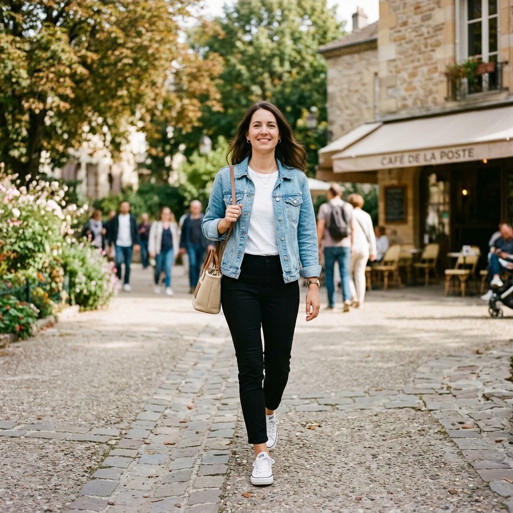 Black Pants and Denim Jacket Ideas