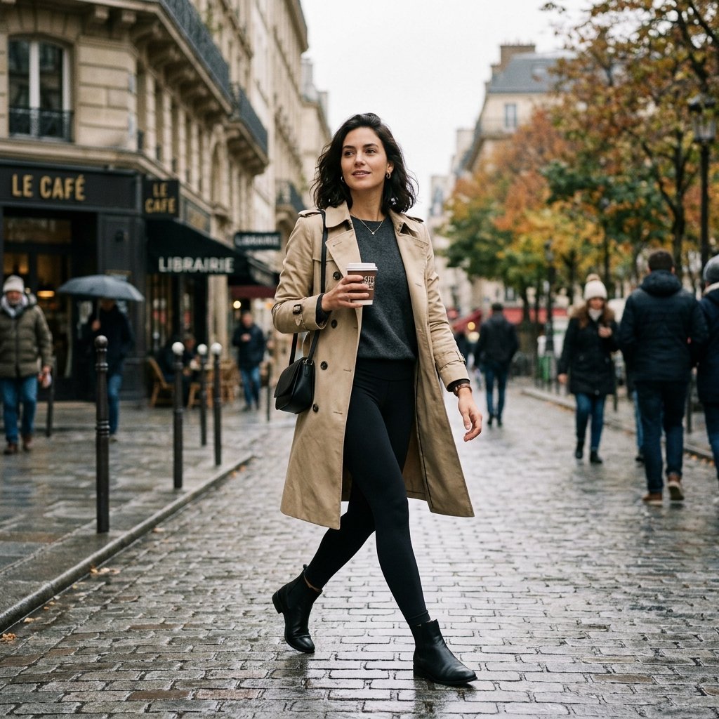 Trench Coat with Leggings Outfit Ideas
