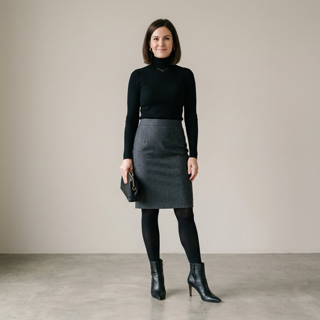 Pencil Skirt and Ankle Boots Outfit Ideas
