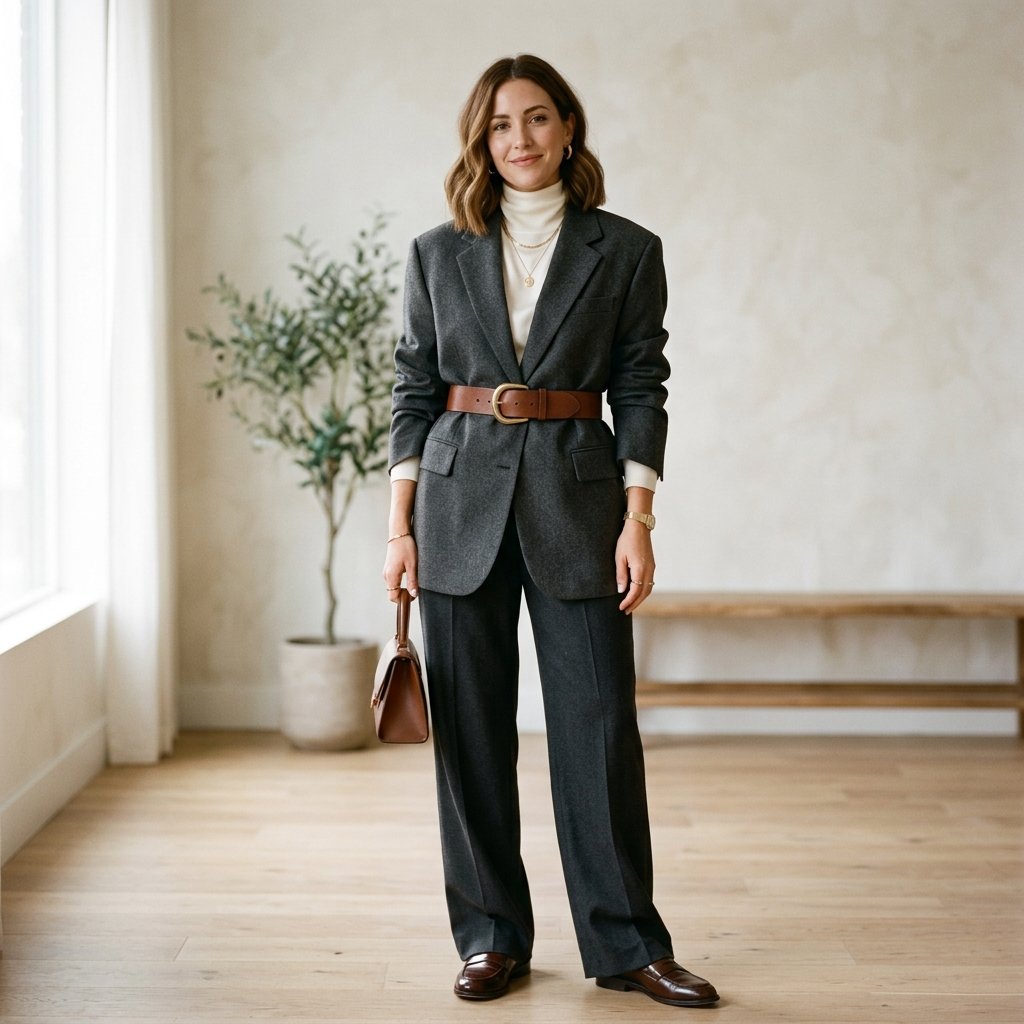 Belted Waist Business Casual Outfits