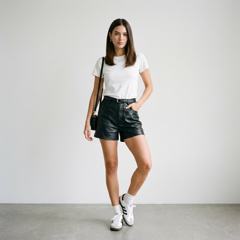 Black Leather Shorts Outfit Ideas