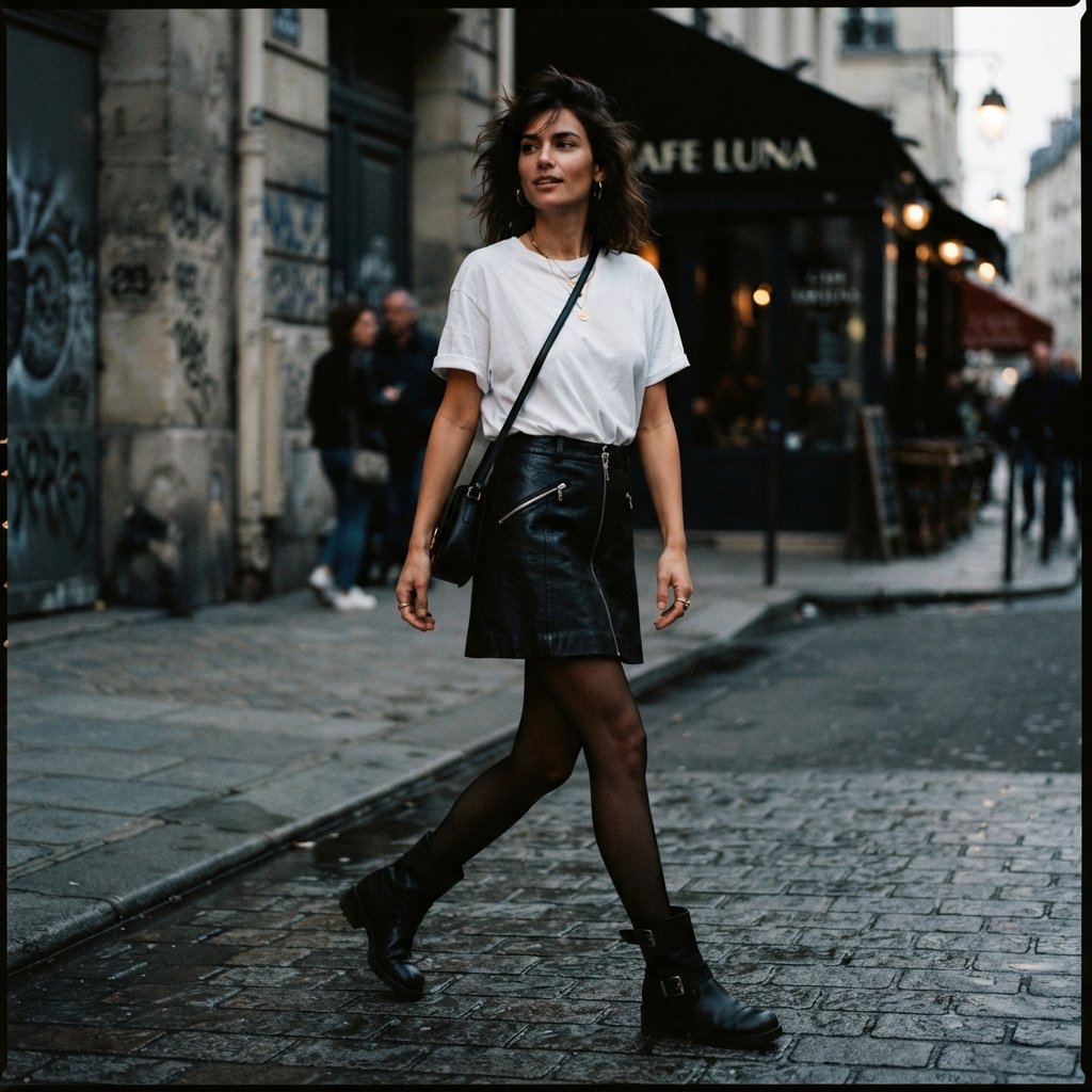 Leather Black Skirt Outfit Ideas