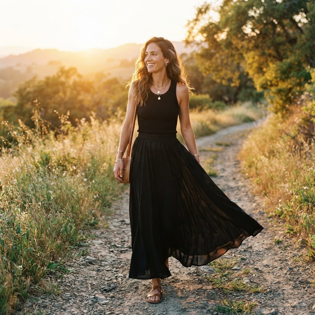 Maxi Black Skirt Outfit Ideas