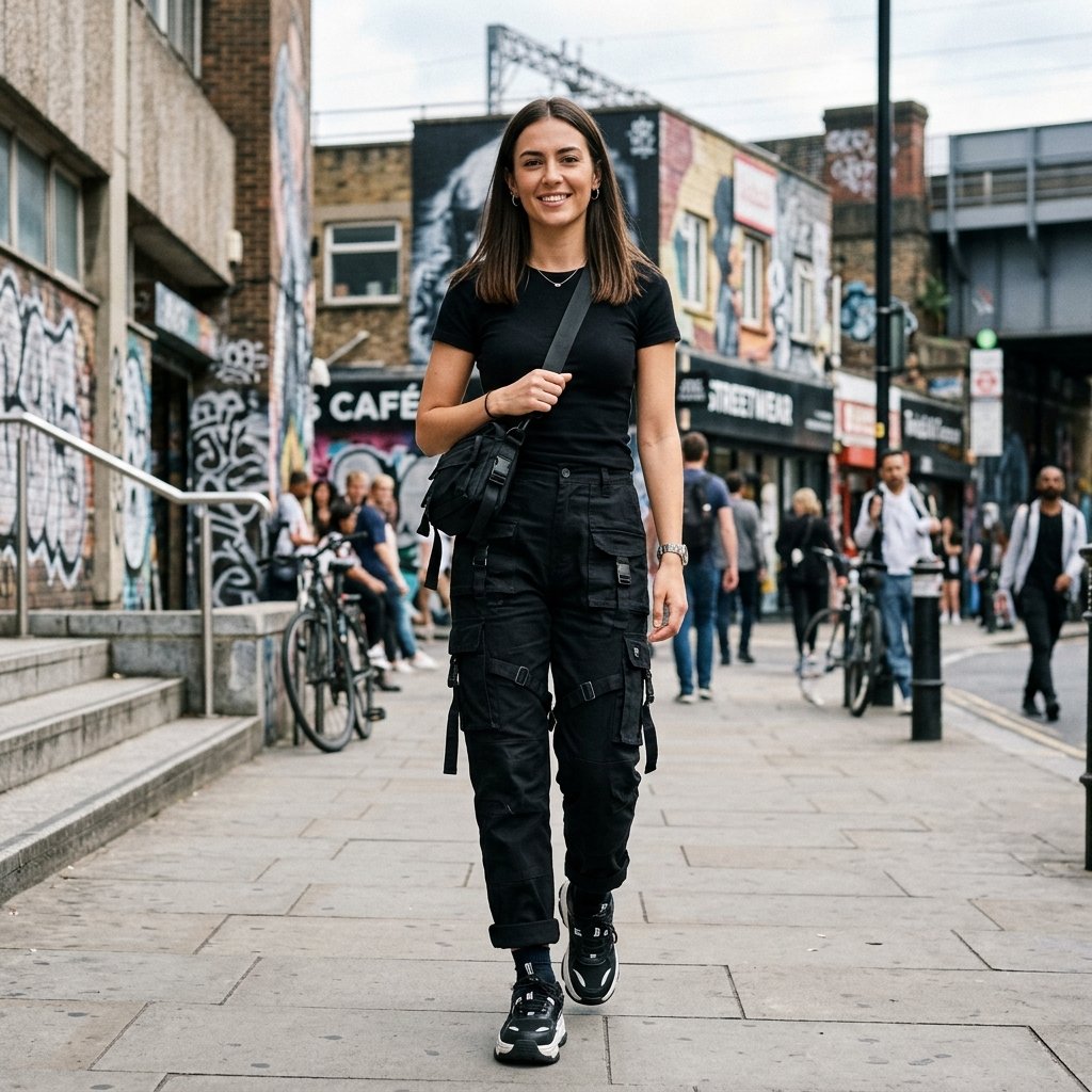33 Black Shirt Outfits Ideas to Elevate Your Everyday Style 10 Black Shirt with Cargo Pants Ideas