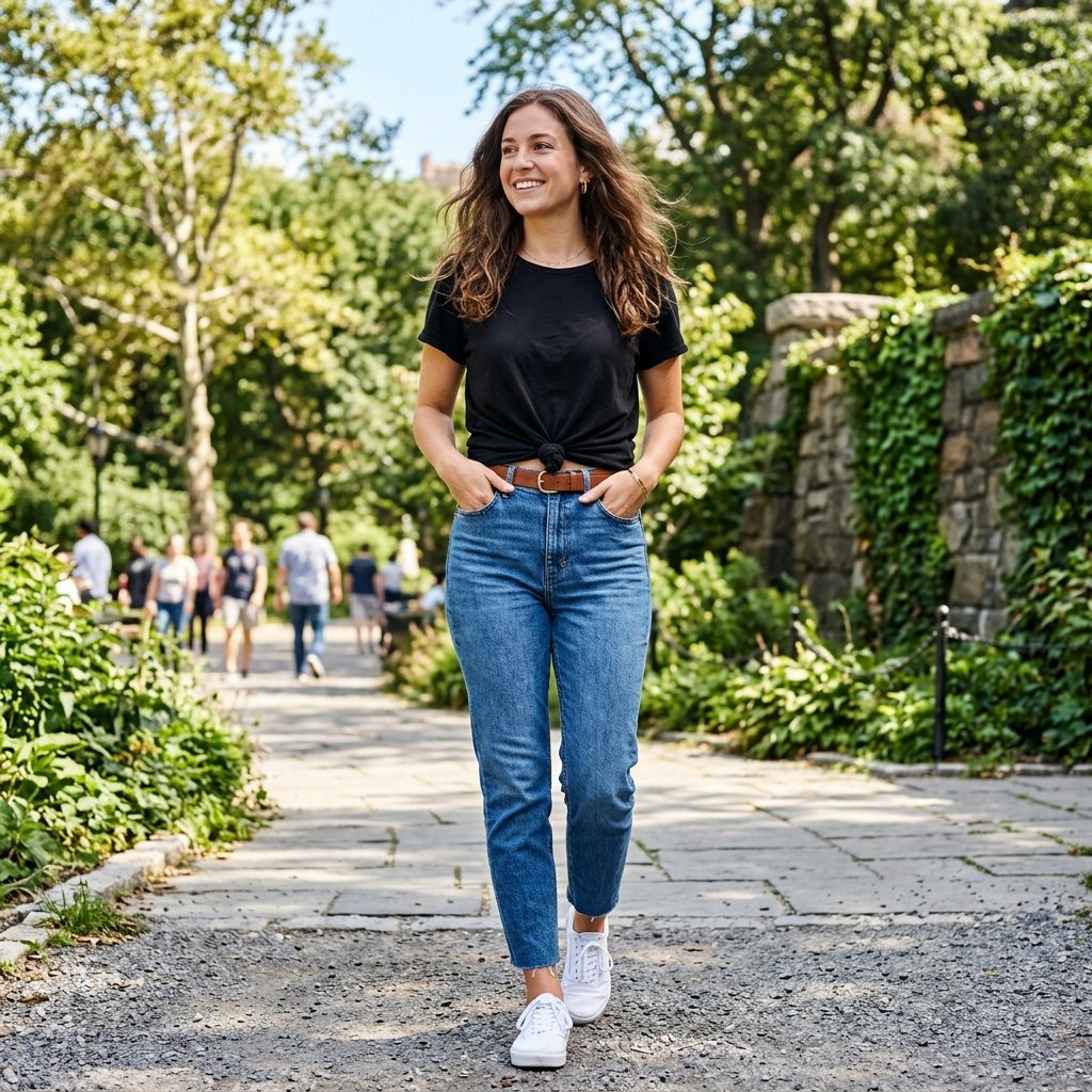 33 Black Shirt Outfits Ideas to Elevate Your Everyday Style 19 Black Shirt Knotted at the Waist Ideas