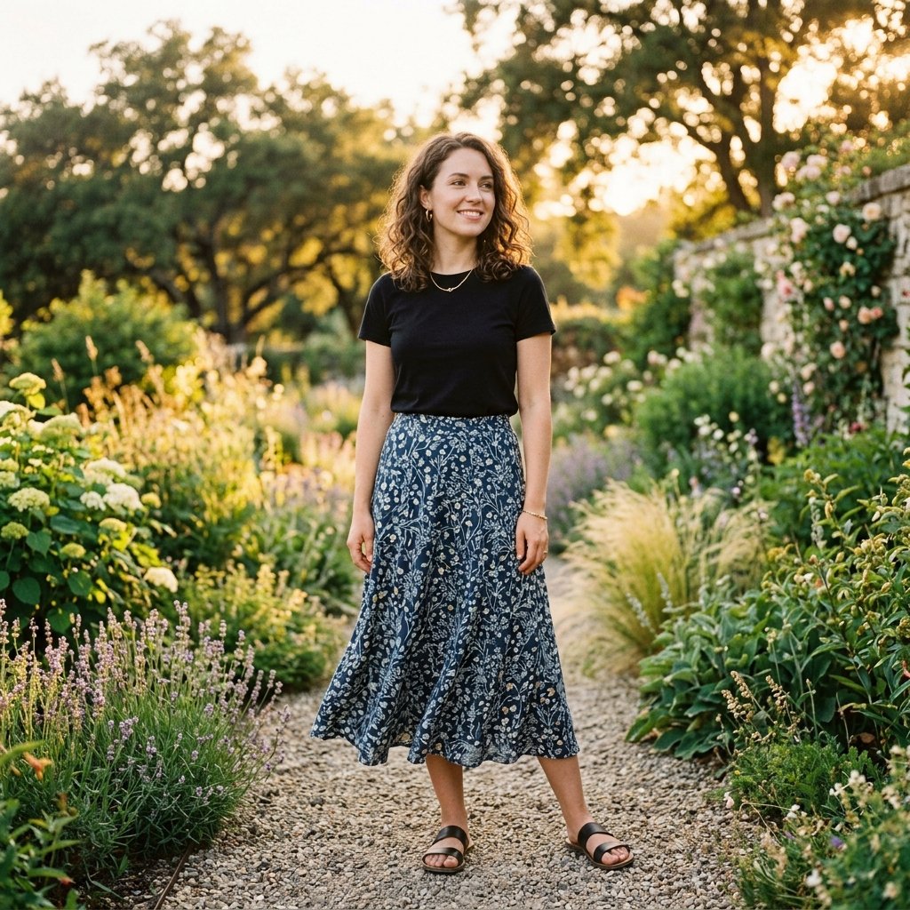33 Black Shirt Outfits Ideas to Elevate Your Everyday Style 14 Black Shirt with Midi Skirt Ideas