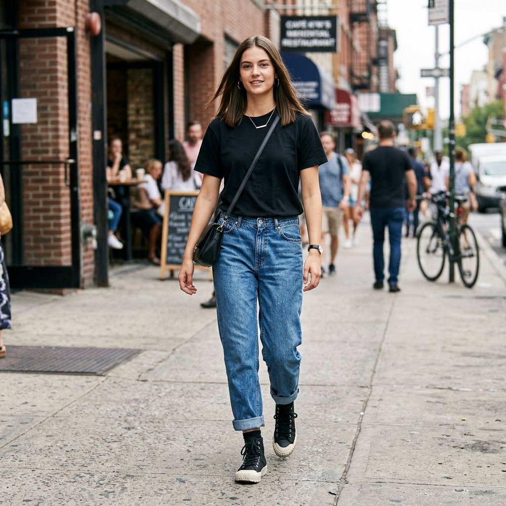 33 Black Shirt Outfits Ideas to Elevate Your Everyday Style 24 Black Shirt Outfits with Sneaker Boots Ideas