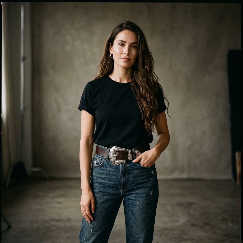 33 Black Shirt Outfits Ideas to Elevate Your Everyday Style 12 Black Shirt with Statement Belt Ideas