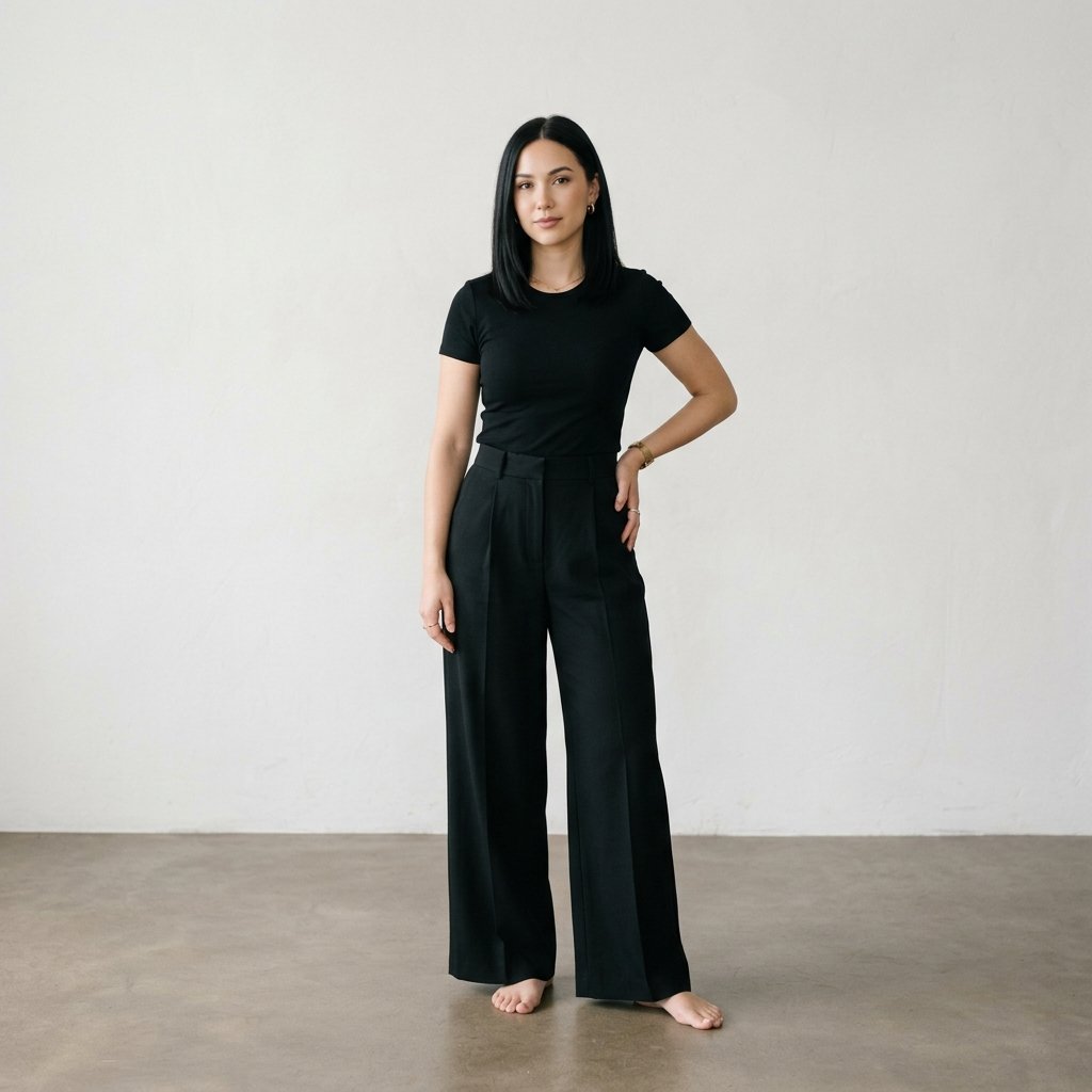 33 Black Shirt Outfits Ideas to Elevate Your Everyday Style 18 Black Shirt with Wide Leg Pants Ideas