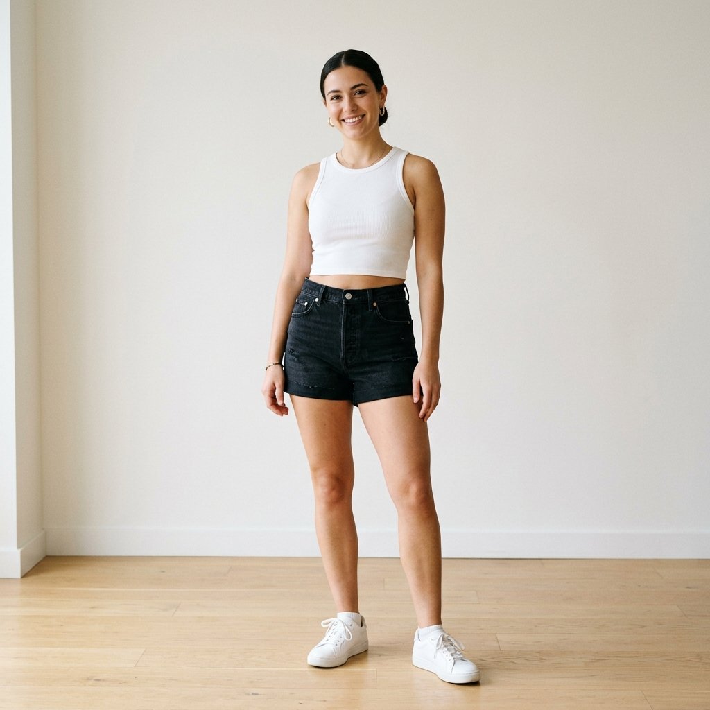 High Waisted Black Shorts Outfit Ideas